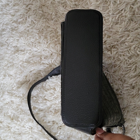 Brighton Black Patent Embossed Croc Sonny Shoulder Bag with Organizer - Picture 7 of 13